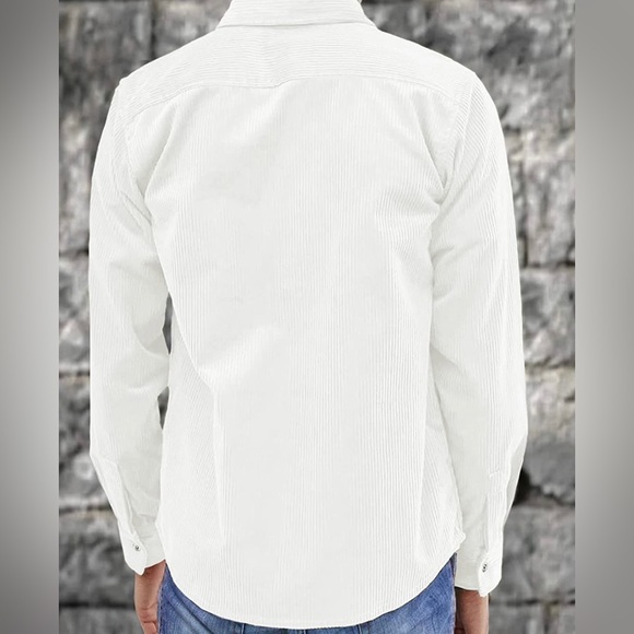 BRAND NEW MENS WHITE CASUAL BUTTON DOWN CORDUROY OVERSHIRT NWT - Picture 3 of 4
